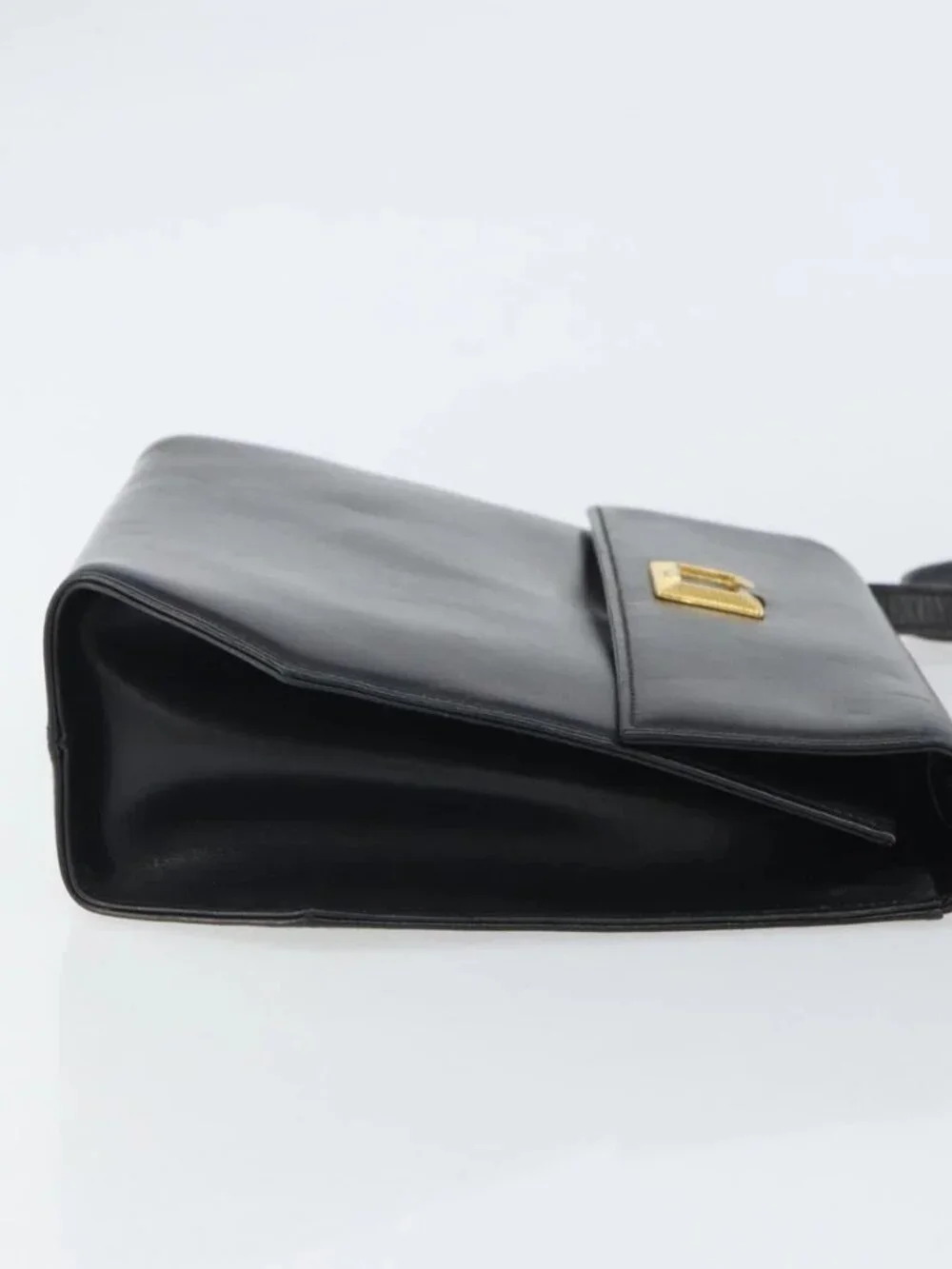Salvatore Ferragamo Shoulder Bag Leather Black Gold Auth BA9556